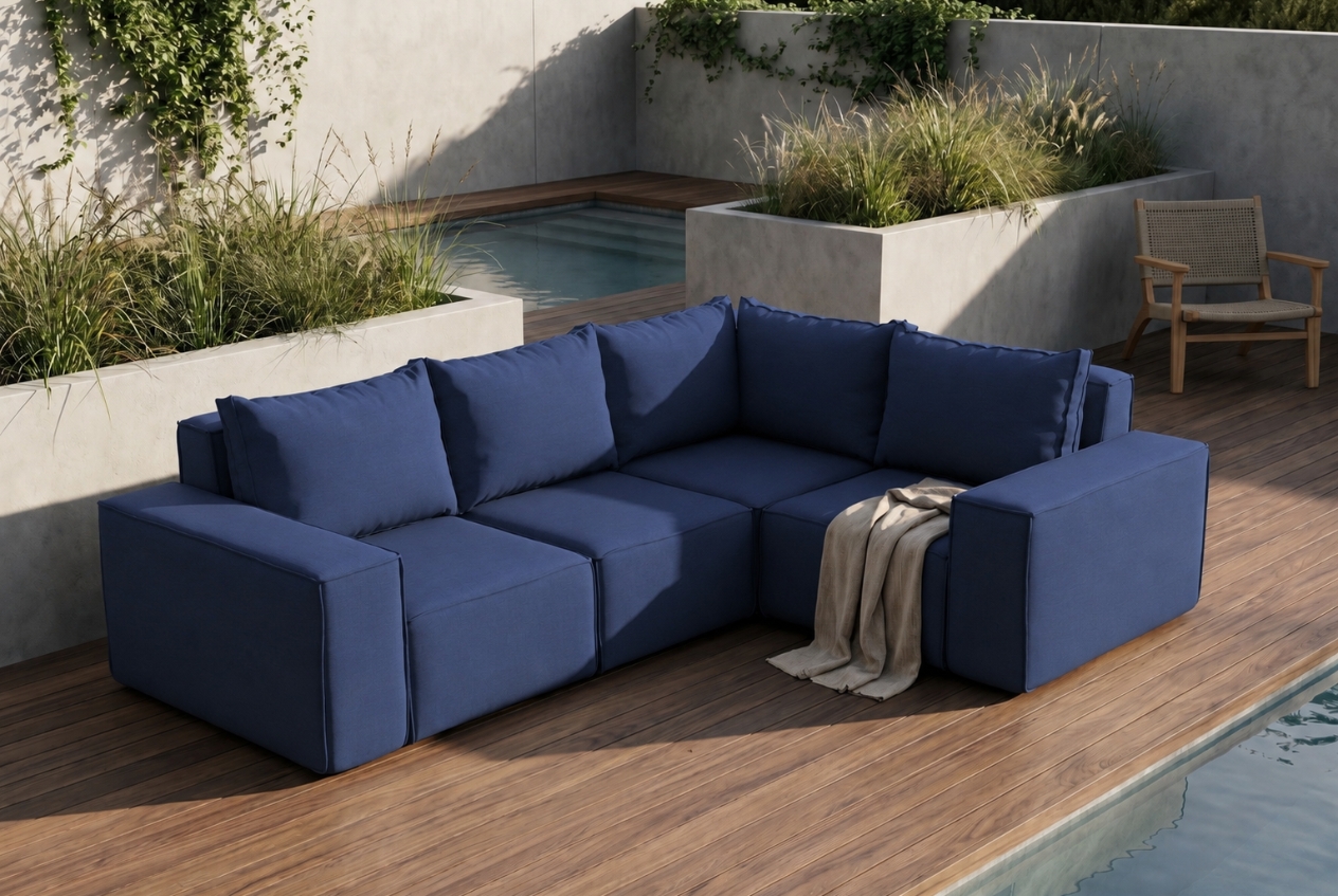 Garten Ecksofa Dunkelblau